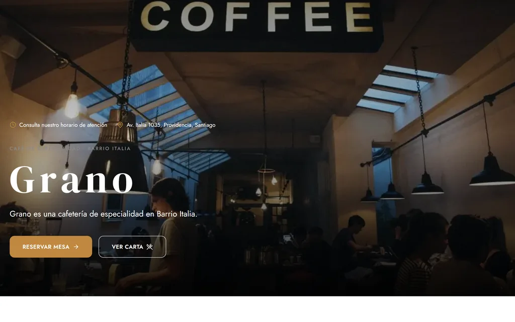 Así se ve un sitio de cafetería de especialidad hecho con Webflix